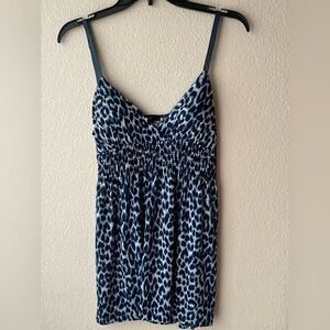 Forever 21 Sexy Blue Leopard Print Tie Back Tank Top Size M
